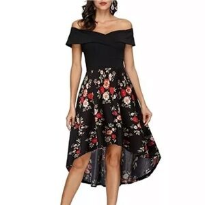 Jasambac high low off shoulder dress size M